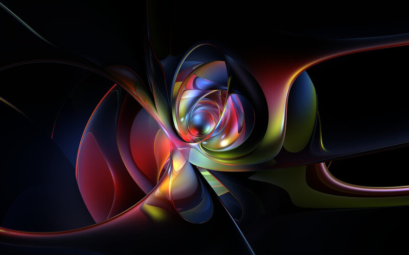 Colorful Abstract Swirl — Black, Dramatic, Digital Art, Light