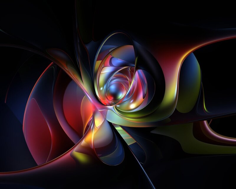 Colorful Abstract Swirl — Black, Dramatic, Digital Art