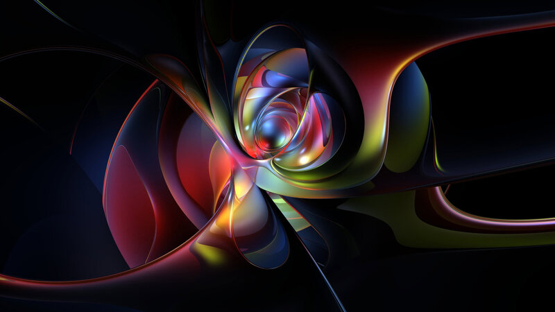 Colorful Abstract Swirl — Black, Dramatic