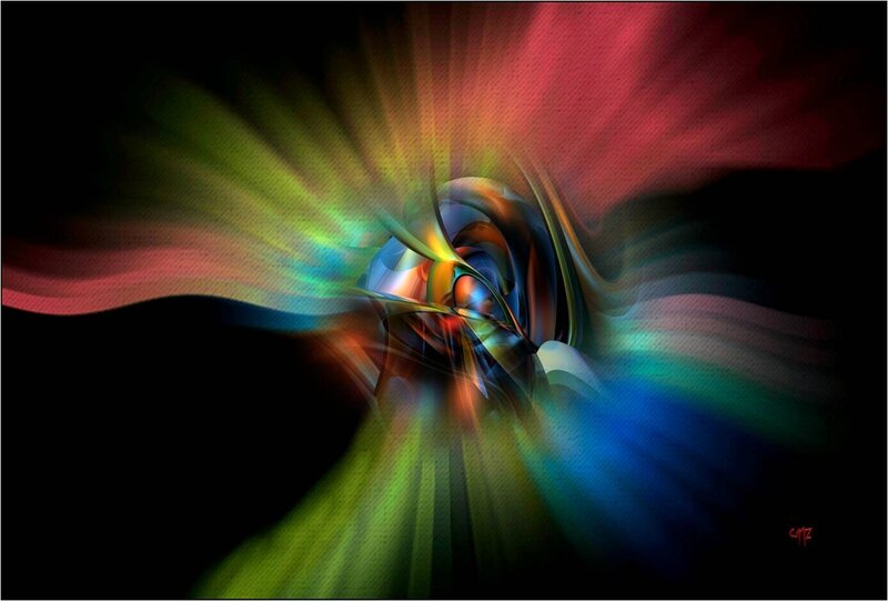 Colorful Abstract Swirl — Black, Dynamic, Digital Art