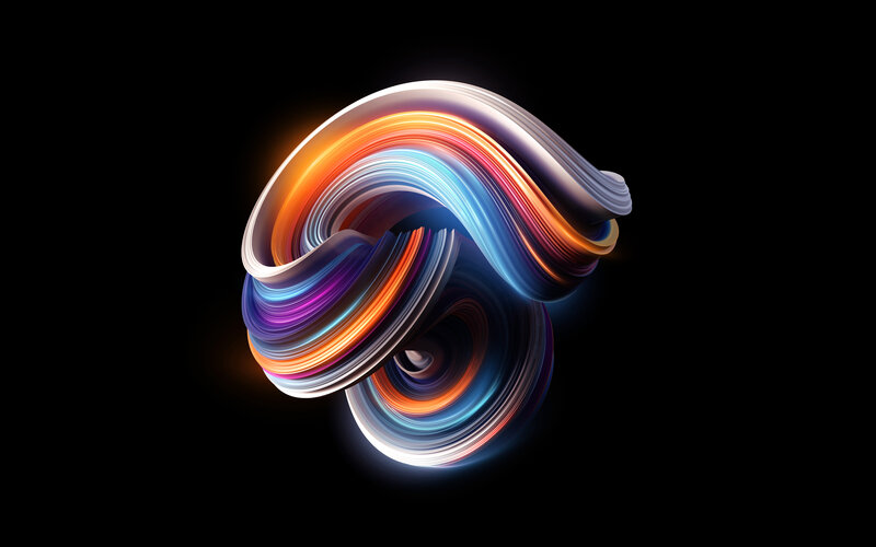 Colorful Abstract Swirl — Blue, Dynamic, Digital Art, Light