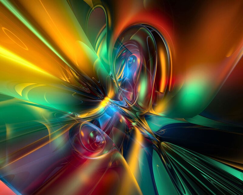 Colorful Abstract Swirl — Green, Vibrant, Swirls, Light Beams