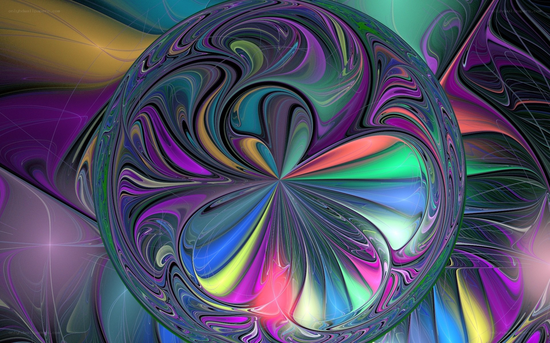 Colorful abstract swirl sphere
