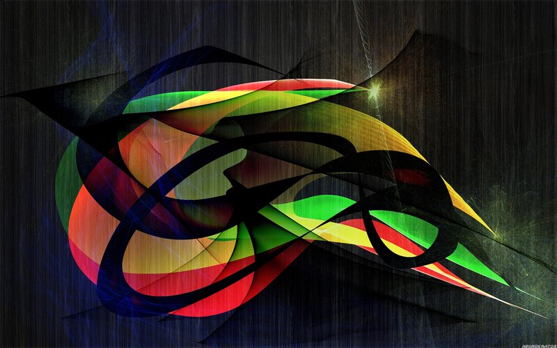 Colorful Abstract Swirls — Black, Dynamic, Curves