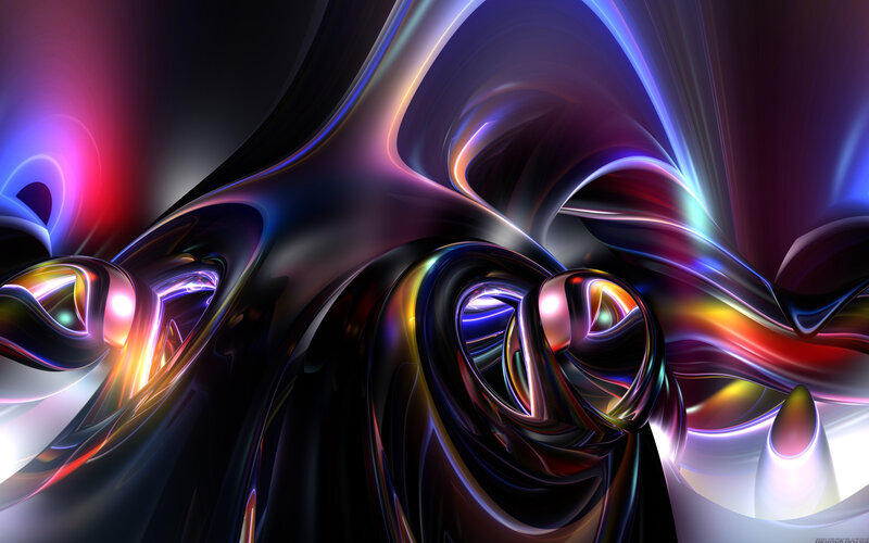 Colorful Abstract Swirls — Black, Dynamic