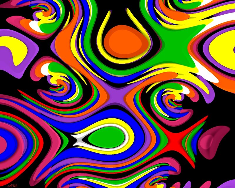 Colorful Abstract Swirls — Black, Vibrant, Shapes