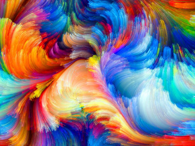 Colorful Abstract Swirls — Blue, Dynamic, Brushstrokes