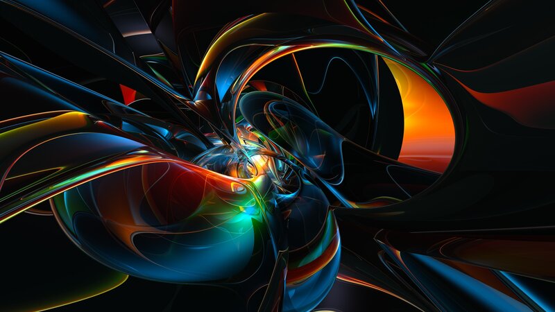 Colorful Abstract Swirls — Blue, Dynamic, Digital Art, Curves
