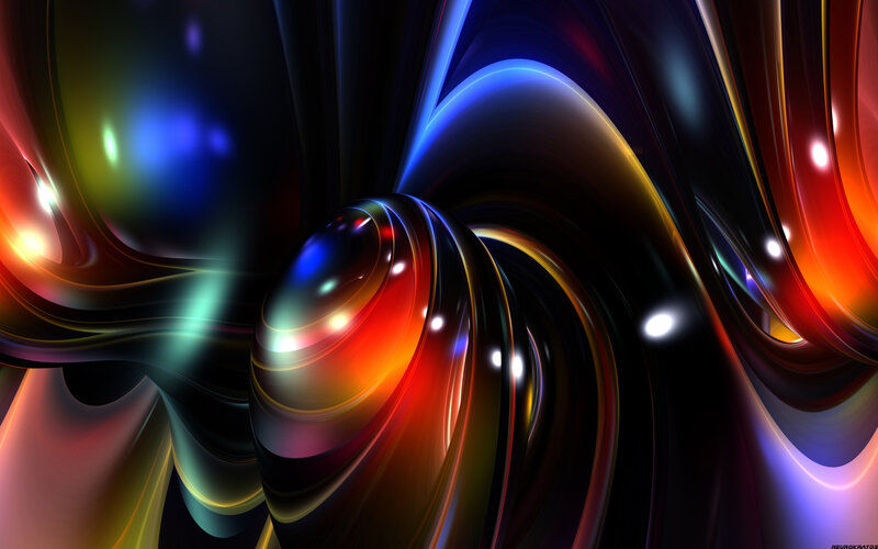 Colorful Abstract Swirls — Blue, Dynamic, Digital Art, Light, Curves