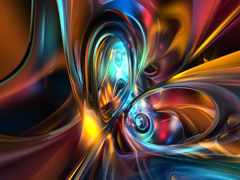 Colorful Abstract Swirls — Blue, Dynamic, Digital Art, Light