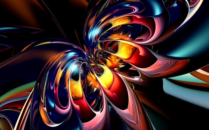 Colorful Abstract Swirls — Blue, Dynamic, Digital Art