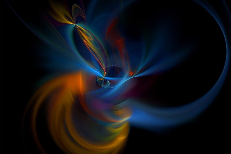 Colorful Abstract Swirls — Blue, Dynamic, Light Trails, Dark Background