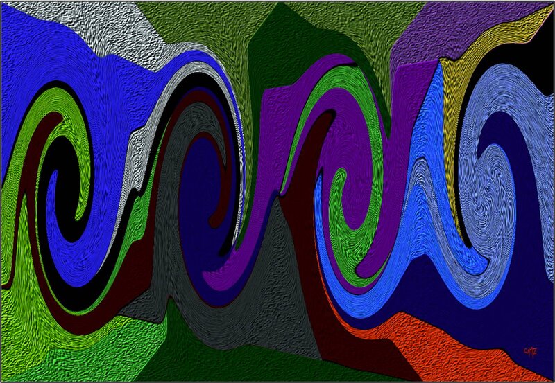 Colorful Abstract Swirls — Blue, Dynamic, Waves