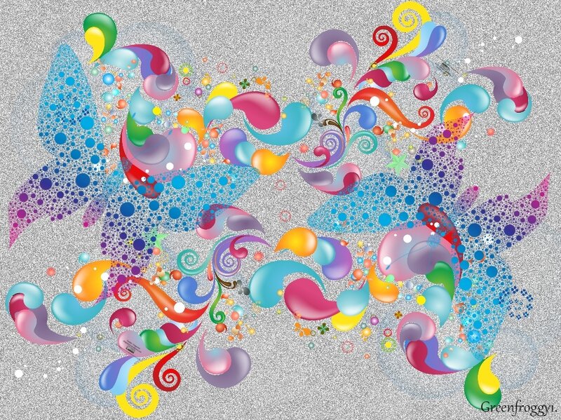 Colorful Abstract Swirls — Blue, Playful, Dots