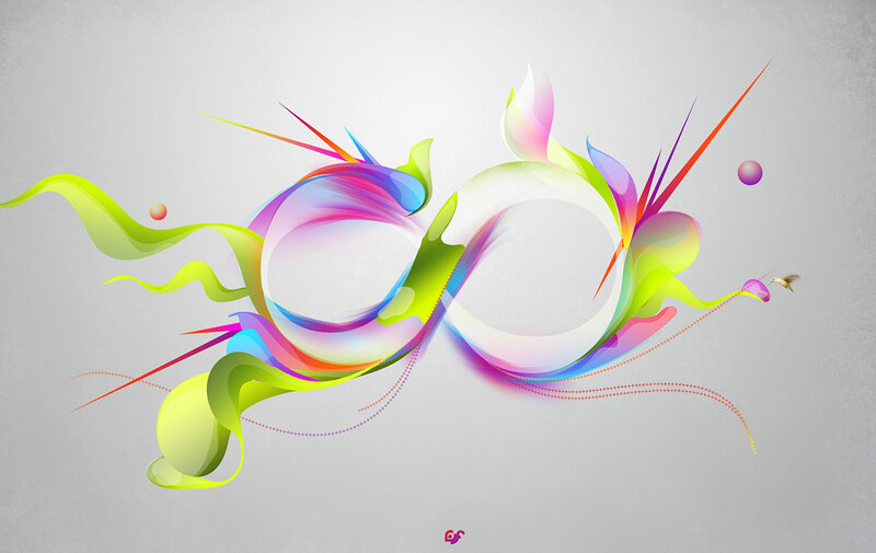 Colorful Abstract Swirls — Green, Dynamic, Digital Art, Birds