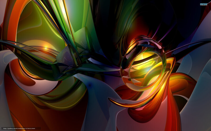 Colorful Abstract Swirls — Green, Dynamic, Digital Art, Light