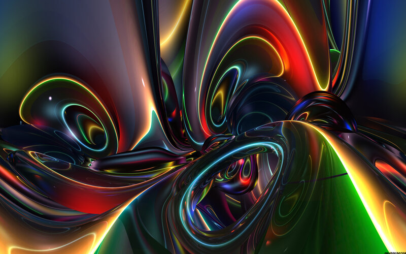 Colorful Abstract Swirls — Green, Dynamic, Digital Art