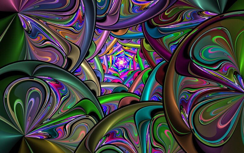 Colorful Abstract Swirls — Green, Hypnotic, Tunnel