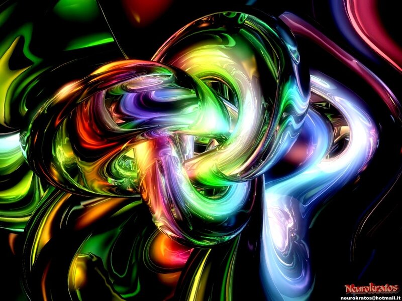 Colorful Abstract Swirls — Green, Vibrant, Digital Art, Light