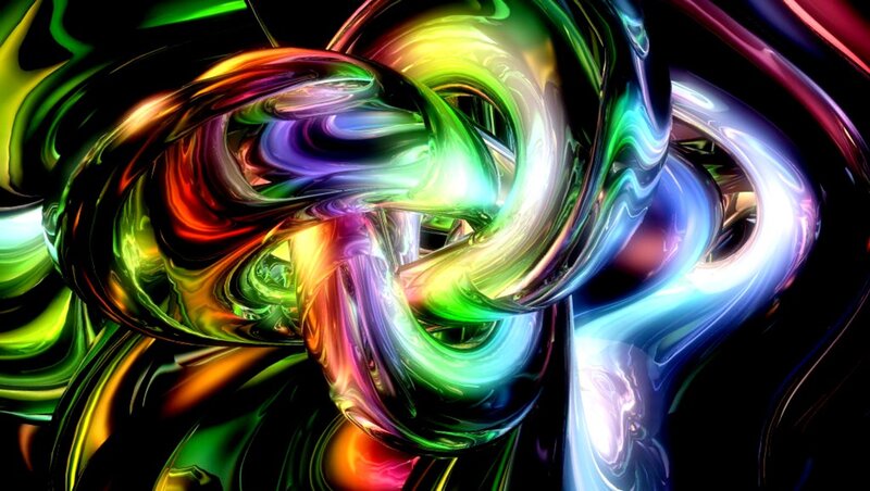 Colorful Abstract Swirls — Green, Vibrant, Digital Art