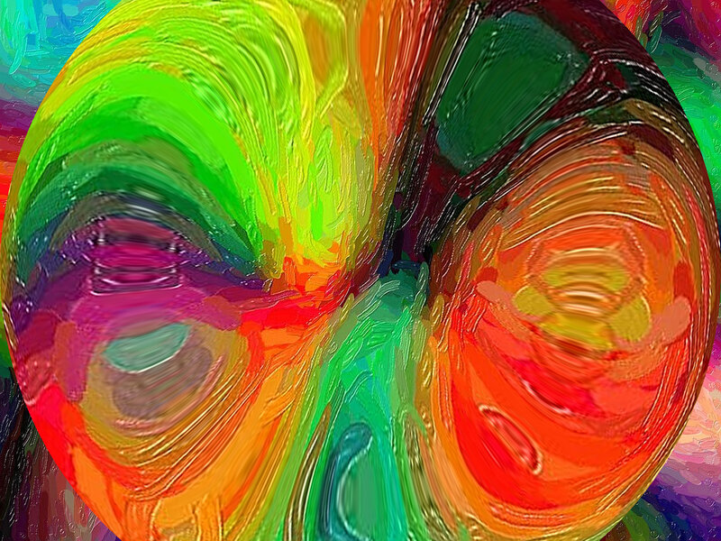 Colorful Abstract Swirls — Green, Vibrant, Paint