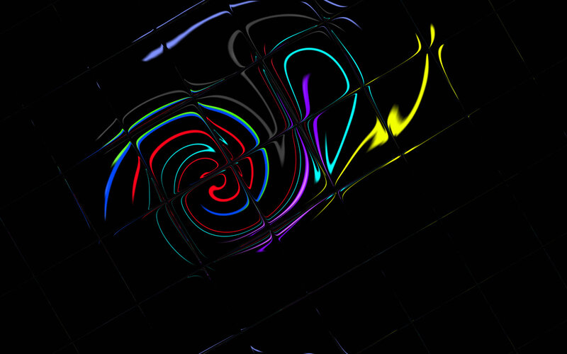 Colorful abstract swirls on black