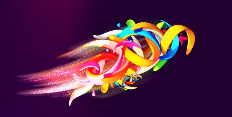 Colorful Abstract Swirls — Purple, Dynamic, Digital Art