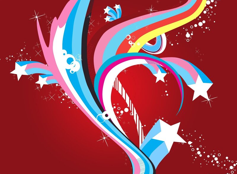 Colorful Abstract Swirls — Red, Festive, Vector Art
