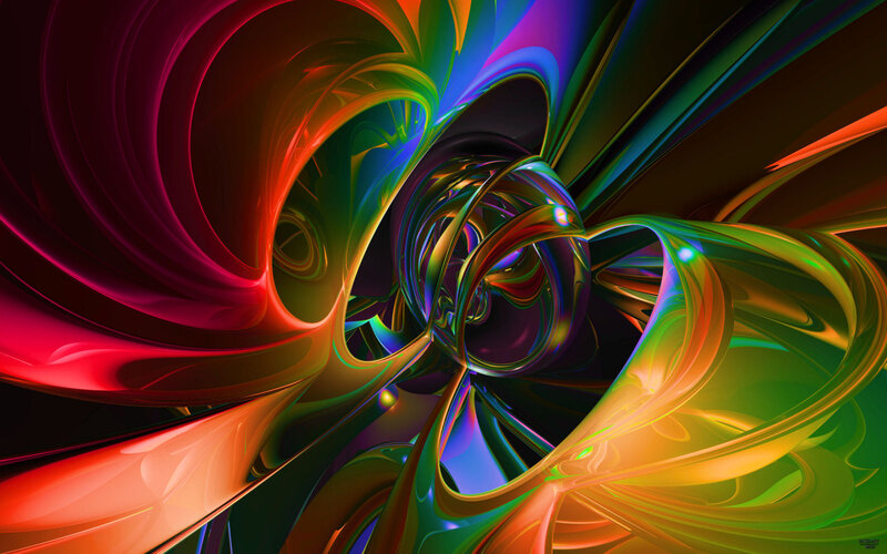 Colorful Abstract Swirls — Red, Vibrant, Digital Art
