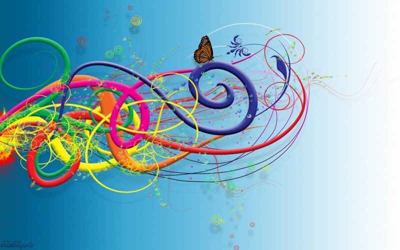 colorful abstract swirls with butterfly