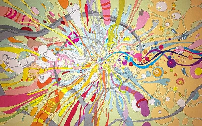 Colorful Abstract Swirls — Yellow, Chaotic, Circles