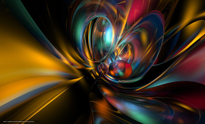 Colorful Abstract Swirls — Yellow, Dynamic, Digital Art, Light
