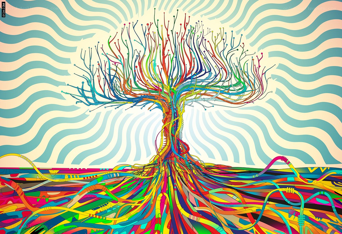 Colorful abstract tree art