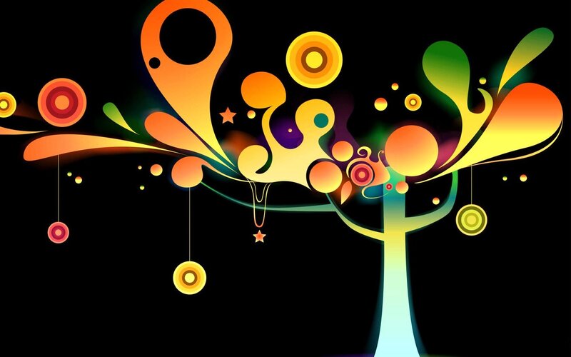 Colorful Abstract Tree — Black, Vibrant