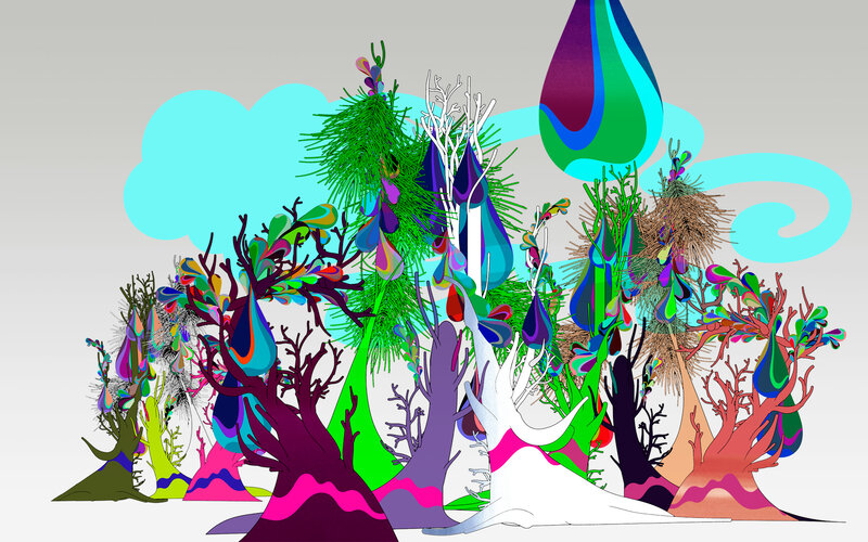 colorful abstract trees