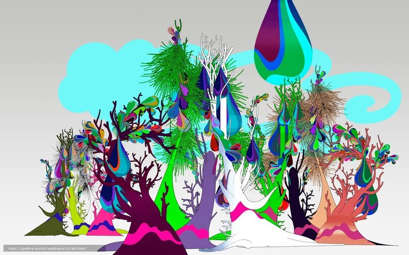 colorful abstract trees