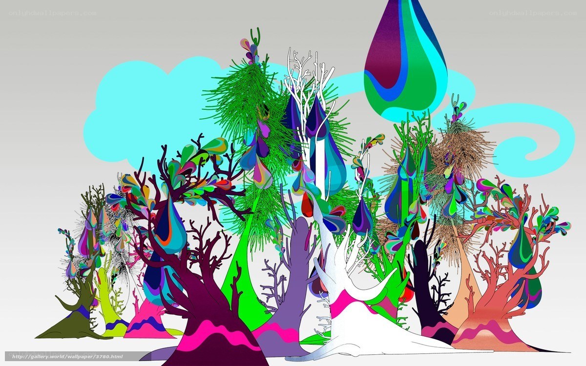 colorful abstract trees