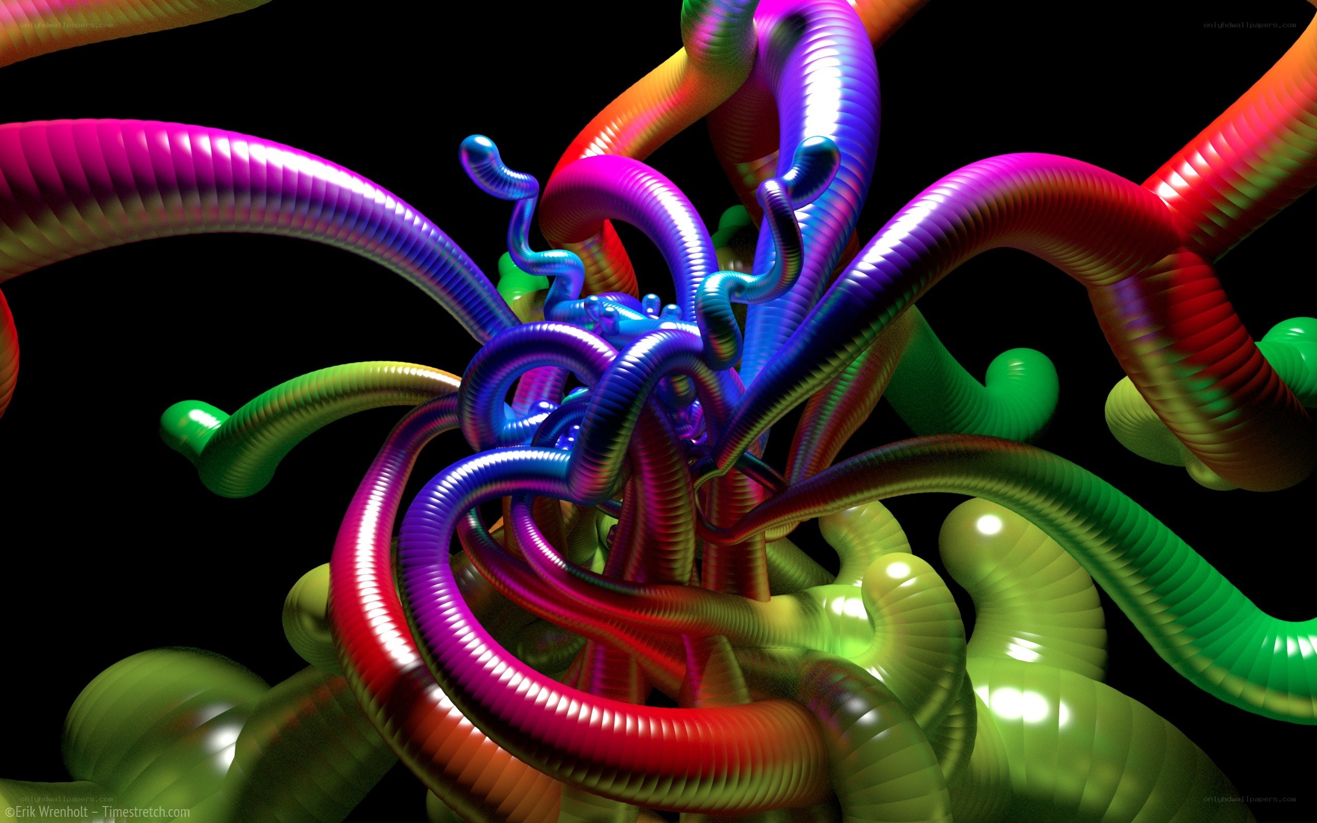 Colorful abstract tubular forms