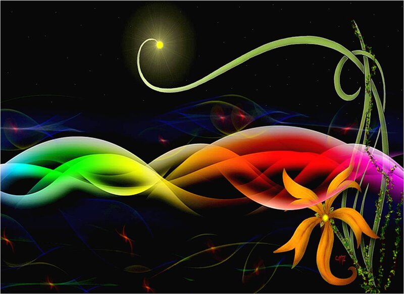 Colorful Abstract Waves — Black