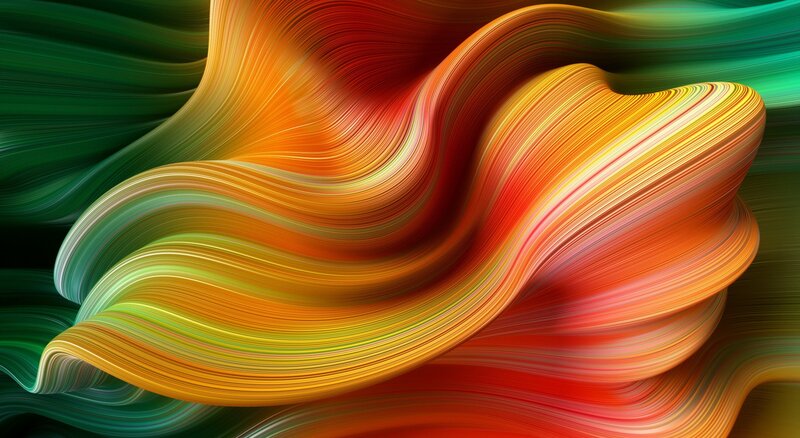 Colorful Abstract Waves — Green, Dynamic, Lines