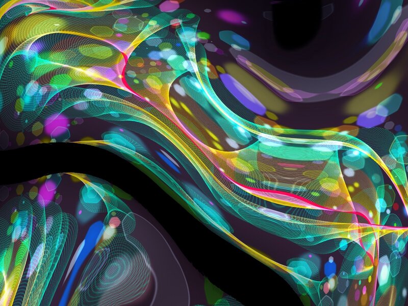 Colorful Abstract Waves — Green, Vibrant, Digital Art