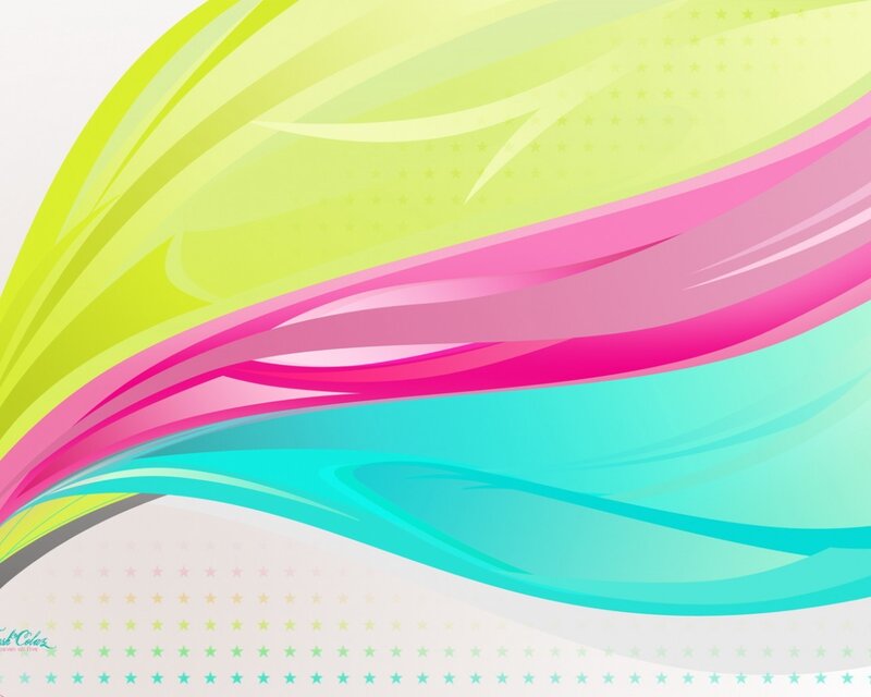 Colorful Abstract Waves — Green, Vibrant, Stars, Curves