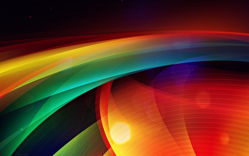 Colorful Abstract Waves — Red, Dynamic, Curved Lines, Light Effects, Glow