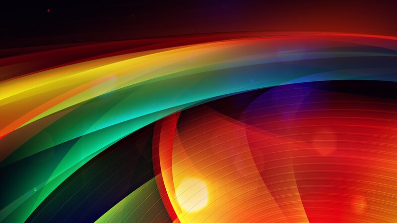 Colorful Abstract Waves — Red, Dynamic, Curved Lines, Light Effects