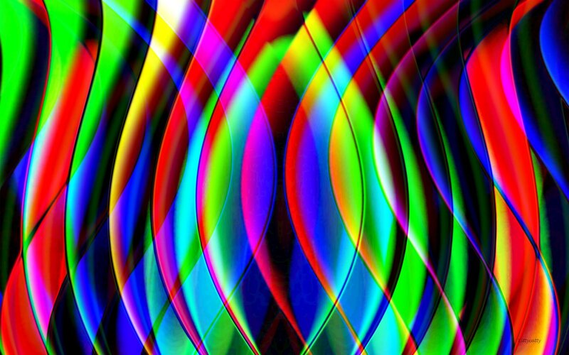 Colorful Abstract Waves — Red, Vibrant, Light, Color, Green