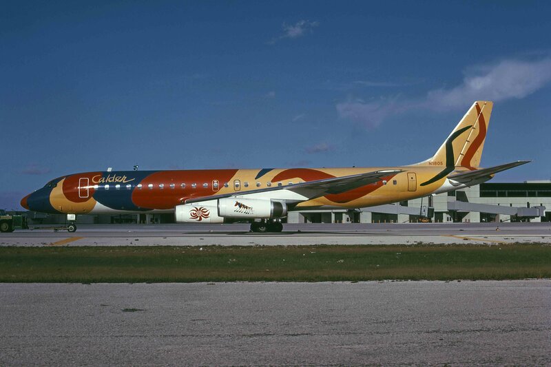Colorful airplane on tarmac