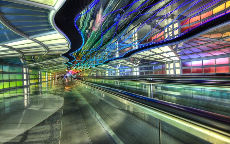 Colorful airport corridor