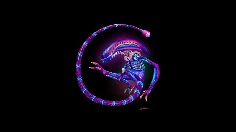 Colorful Alien Creature — Purple