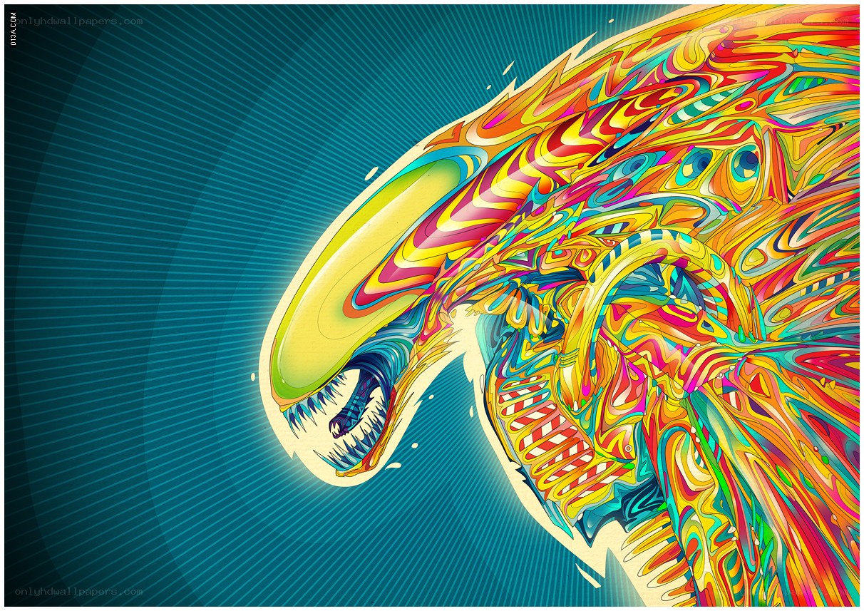 Colorful alien head illustration