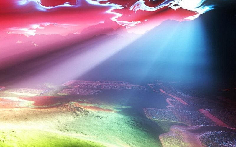 Colorful Alien Landscape — Red
